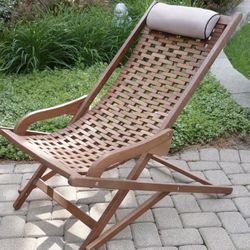 Outdoor Lounge Chair with Head Pillow 