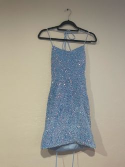 Baby blue bodycon sequin mini dress
