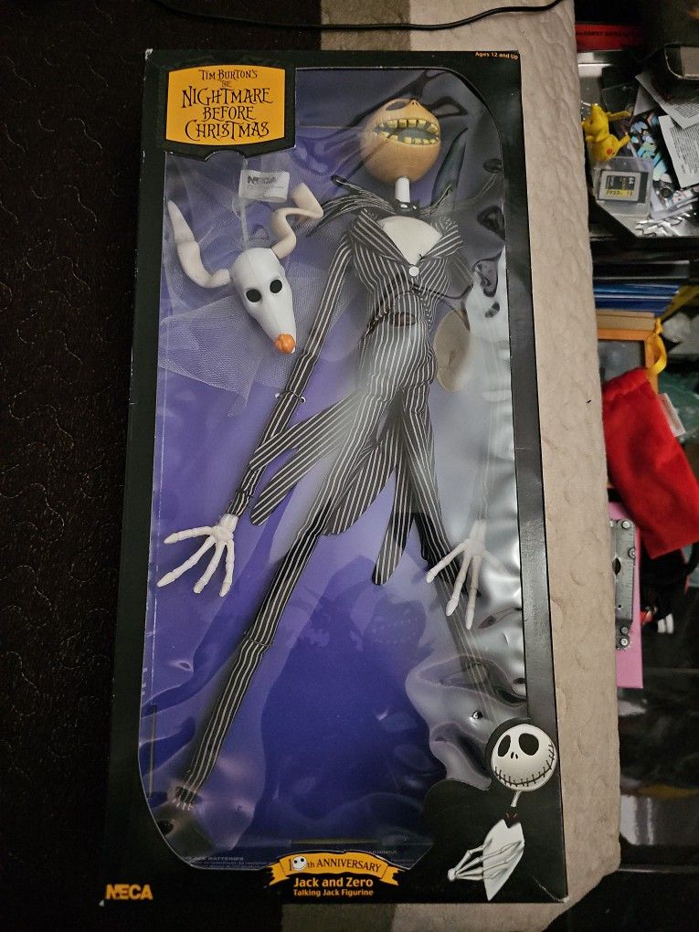 Nightmare Before Christmas 10th Anniversary Talking Jack and Zero In Box