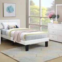 White twin bed frame faux leather