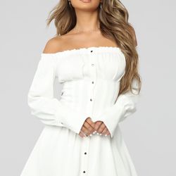 Fashion Nova Off Shoulder White Dress