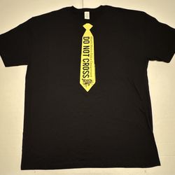 NWOT  Dexter Series  T Shirt  Do Not Cross Tie  Printed  Black Yellow  Men  Size 2XL