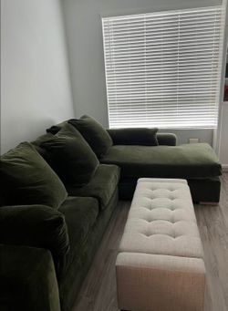 Barely Used 2-Month-Old Olive Green Sectional Couch – Like New!