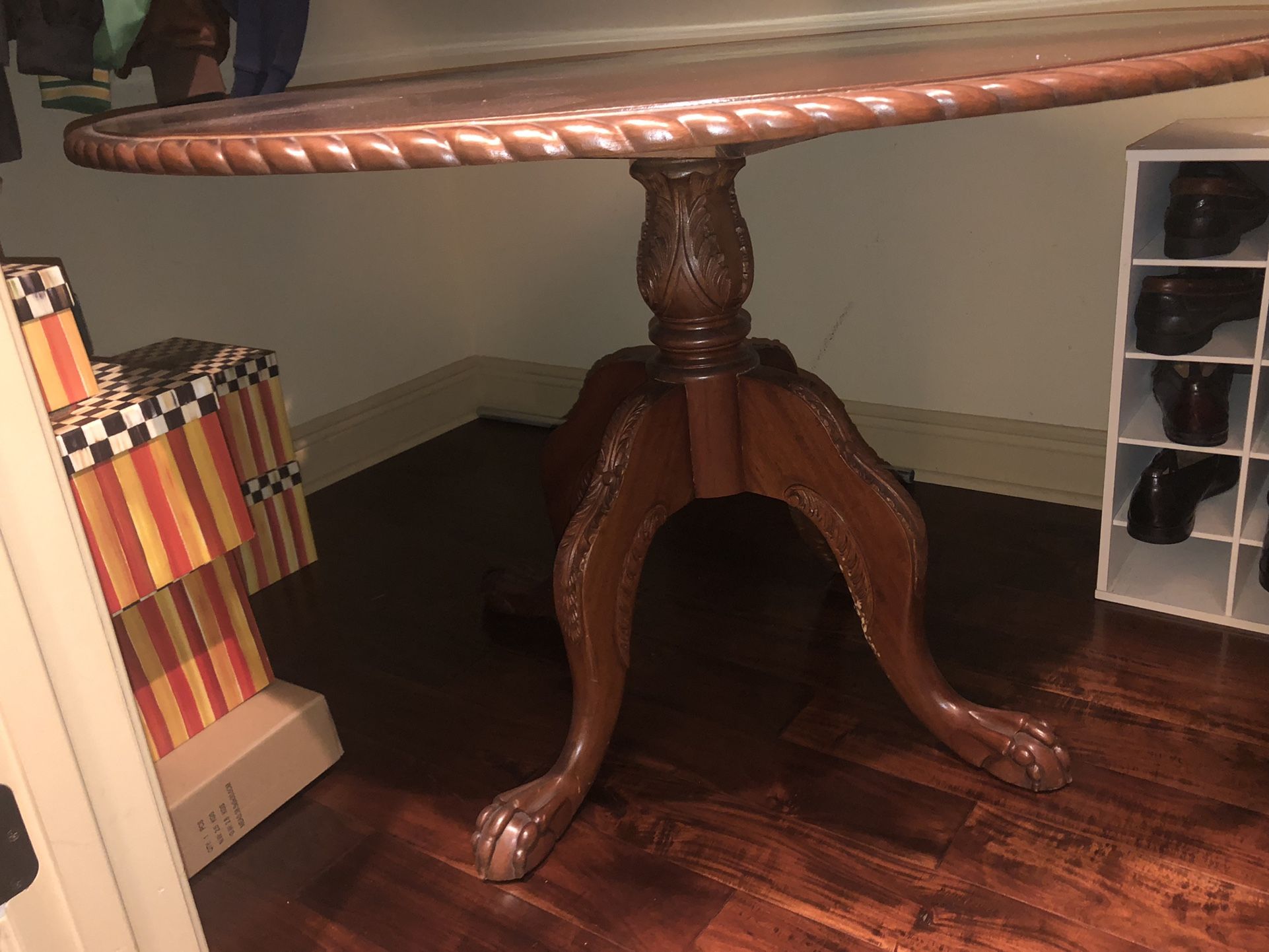 Carved Pedestal Table 48” 