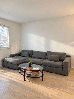 Gray Fabric Sectional Sofa with Chaise