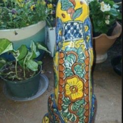 Mexican Pottery Ceramic Dog Or Coyote Statue