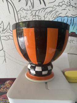 Halloween Candy jar stripe and checked orange and black