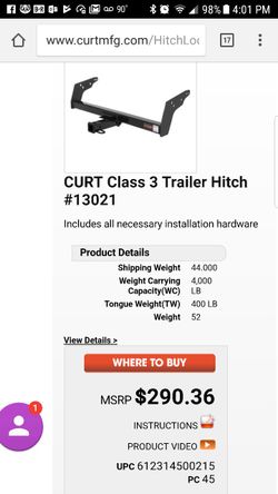 Curt class 3 trailer hitch