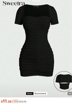 SHEIN Black Ruched Bodycon Mini Dress