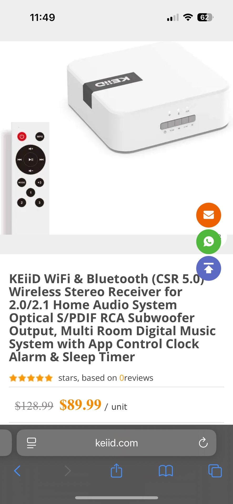 KEiiD WiFi & Bluetooth (CSR 5.0) Wireless Stereo Receiver for 2.0/2.1 Home Audio System