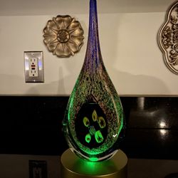 Murano Style Handmade Art Glass Royal Blue,Copper Glitters 10” Figurine