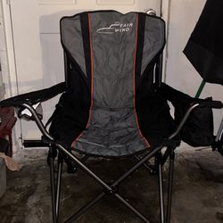 Brand New FAIR WIND Oversized Fully Padded Camping Chair with Lumbar Support, Heavy Duty Quad Fold Chair with Cooler Bag, Support 450 LBS, Black