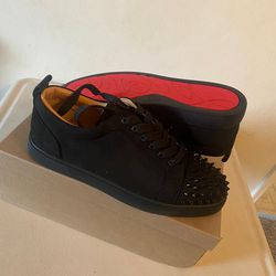 Christian Louboutin Suede Black Low Top Spikes 