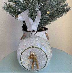 HAND CRAFTED Christmas Glass Ornament Holiday Decoration I Gold I Green I White