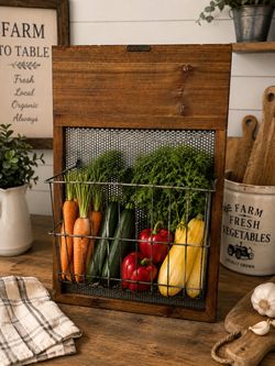 Magnolia Rustic Wood and Wire Vegetable Storage Bin
