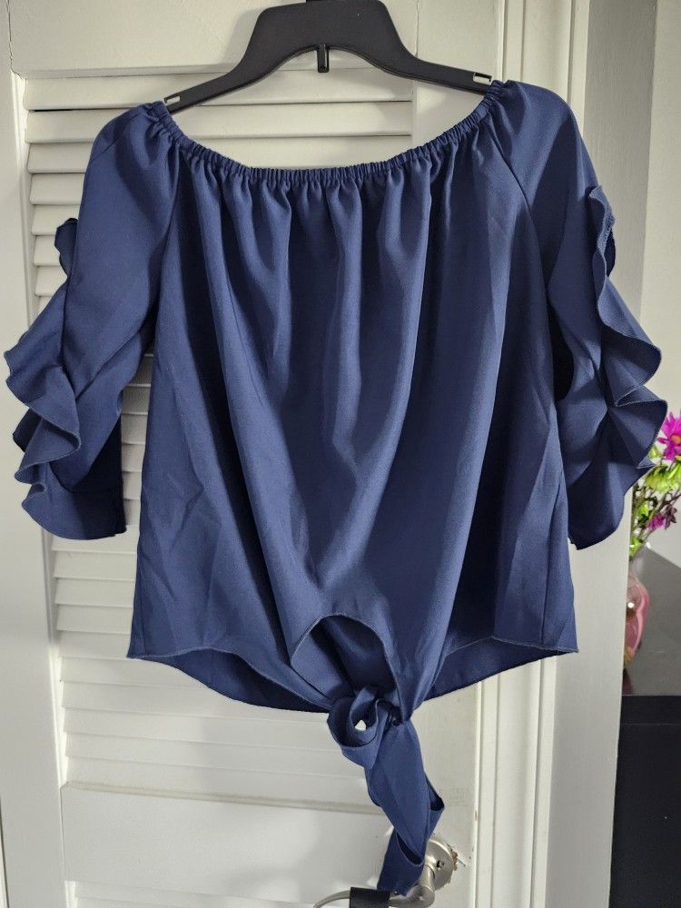 Ladies Navy Blue Shirt Nwot Size Med 