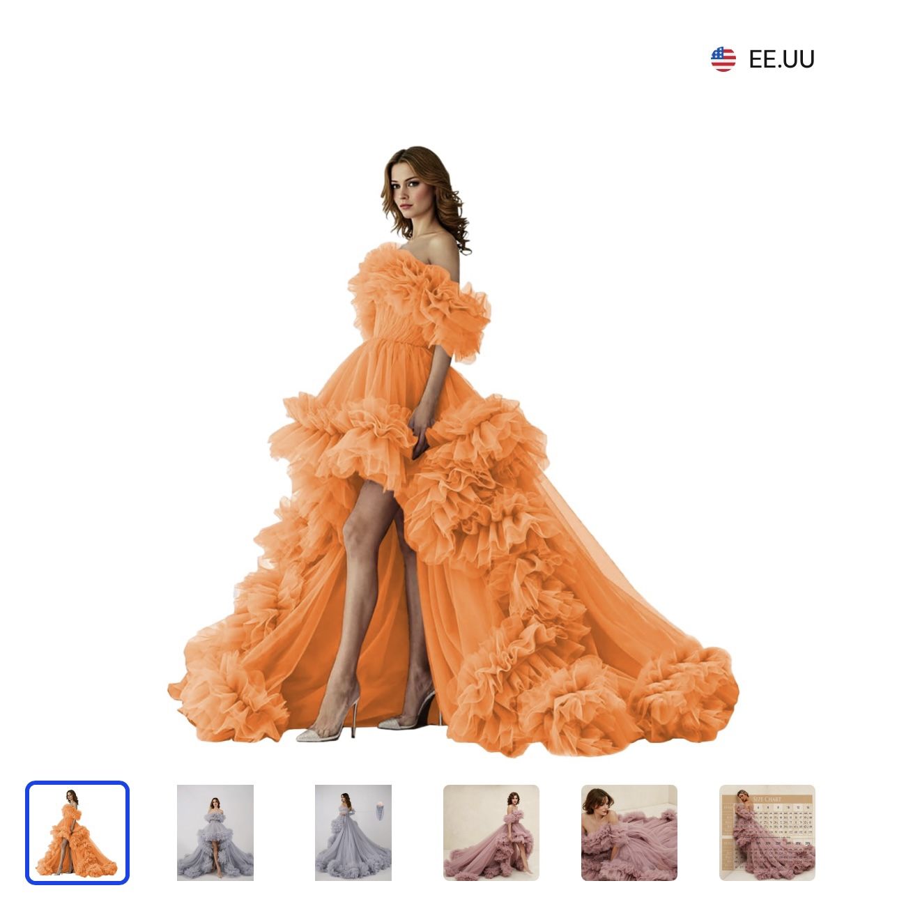 ✨ Luxury Tulle Photoshoot Gown – NEW – Orange ✨