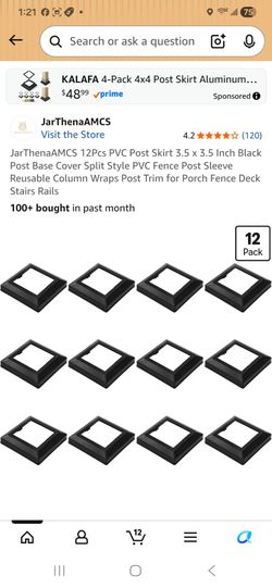 10Pcs PVC Post Skirt 3.5 x 3.5 Inch Black Post Base Cover Split Style PVC Fence Post Sleeve Reusable Column Wraps Post Trim for Porch Fence Deck Stair