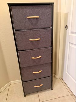 Fabric 5 drawer dresser on a metal frame