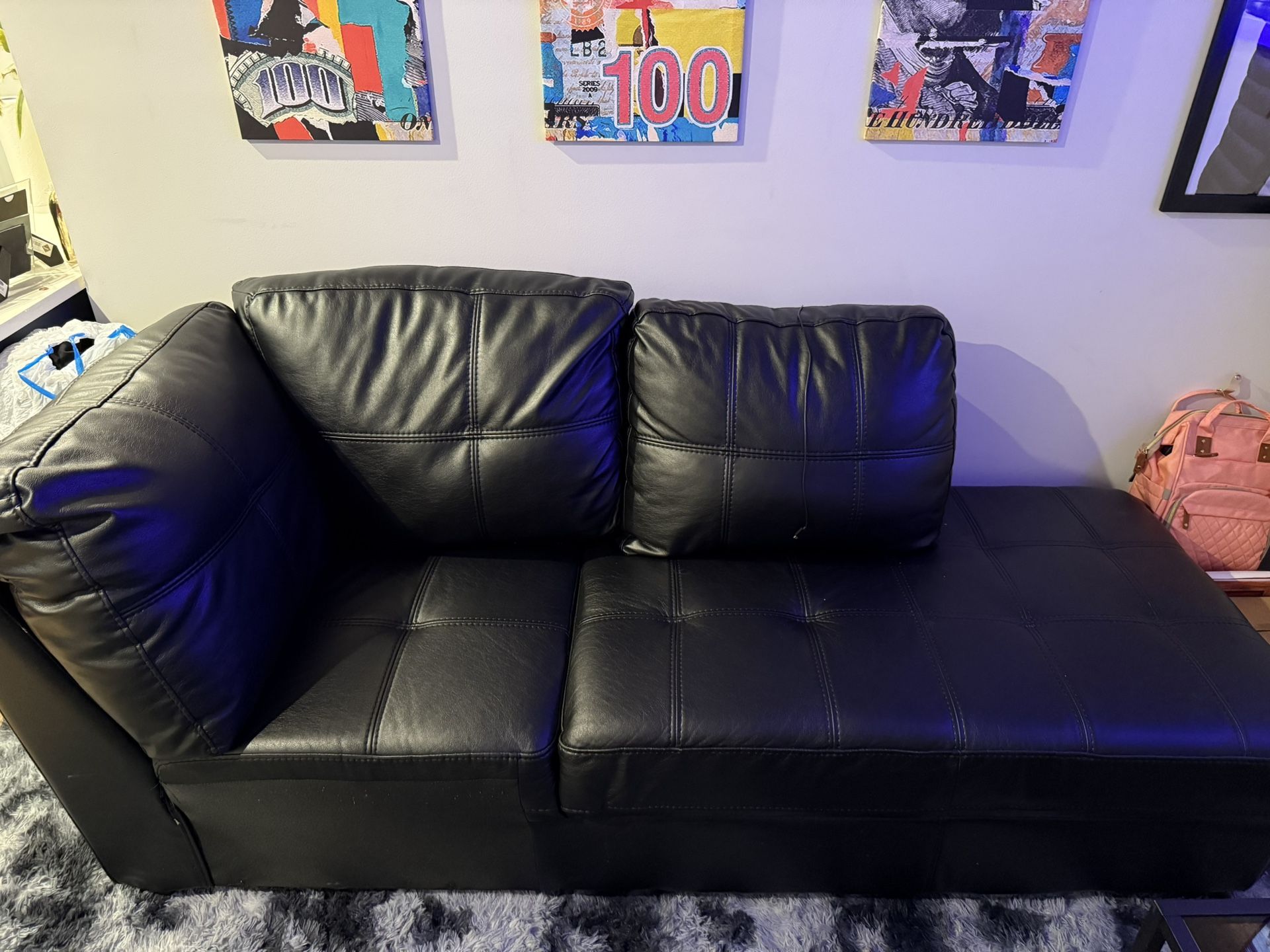 Black Leather Sectional