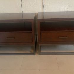 Wood Nightstands - Pair