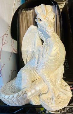 Dragon Statue Pearl With Gold Accents 