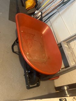 Orange Wheelbarrow with Steel Frame