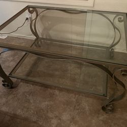 Two Tier Glass Coffee or Plant Table or End Table