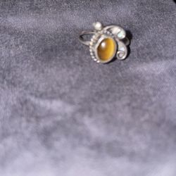 Sterling Silver Tigar Eye Pinky Ring