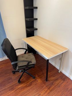 IKEA Desk + Office Chair Set – Light Wood / Black
