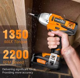 Cordless Impact Driver Kit -20V MAX 1/4”Impact Driver w/ 1350 In-Lbs Torque, Variable Speed 2200 RPM, Built-in LED - Carry Bag, 2.0 Ah Li-ion Battery,