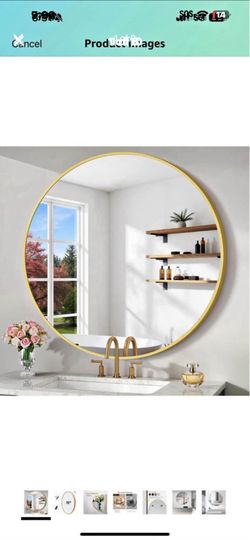 32” gold circle mirror