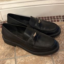 Michael Kors Women Black Leather Penny Loafers Shoes Size 8