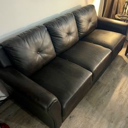 Romeo 31.5 in. Java Faux Leather Microfiber 3-Seater English Rolled Arm Sofa with Removable Cushions