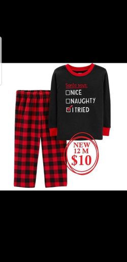 Size 12M Baby Boy Christmas Outfit pajamas toddler pjs pants shirt New with tags Size 12 months 2 piece set