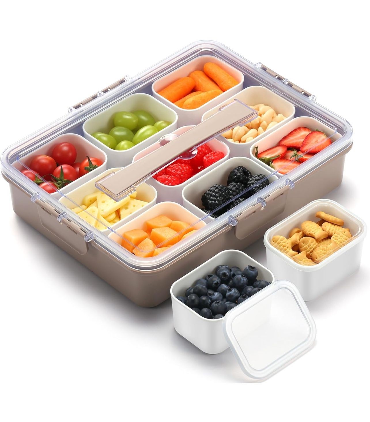 Keep your meals fresh and organized with this versatile food storage container. Featuring a sleek brown and white design, it's perfect for home or on-