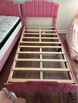 2 twin pink bed frames