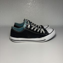 Converse All Star Low Double Tongue Women’s 8 Black Teal Sneakers 553442F