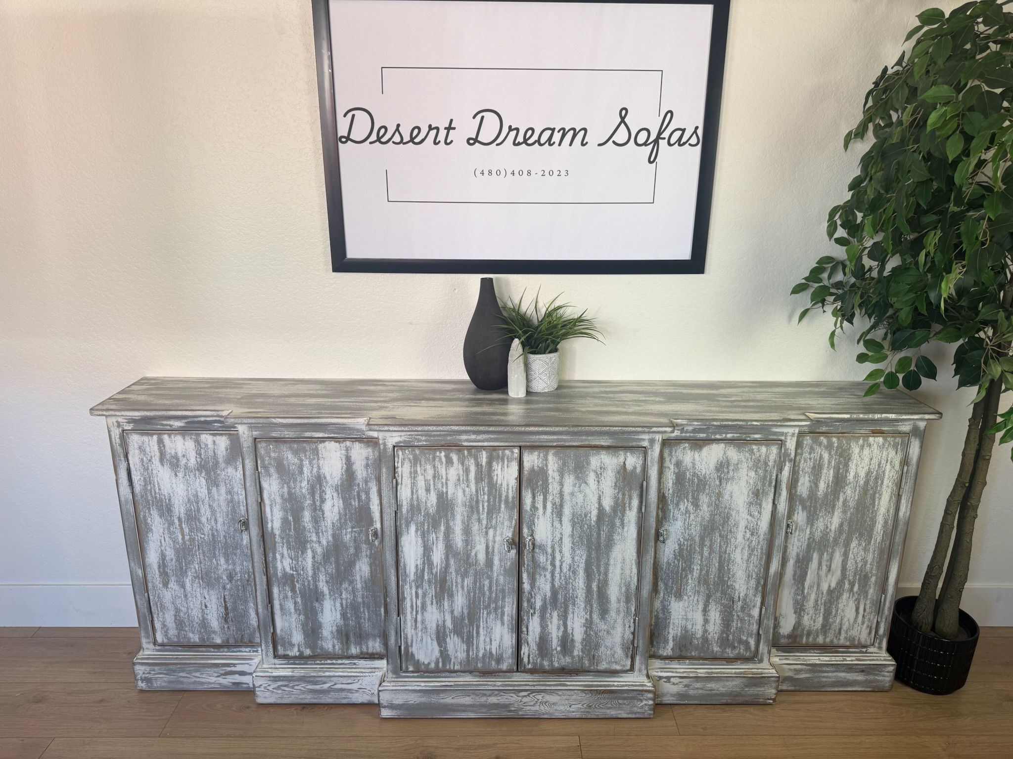 Waterfall 80 Wide Pine Wood Sideboard 