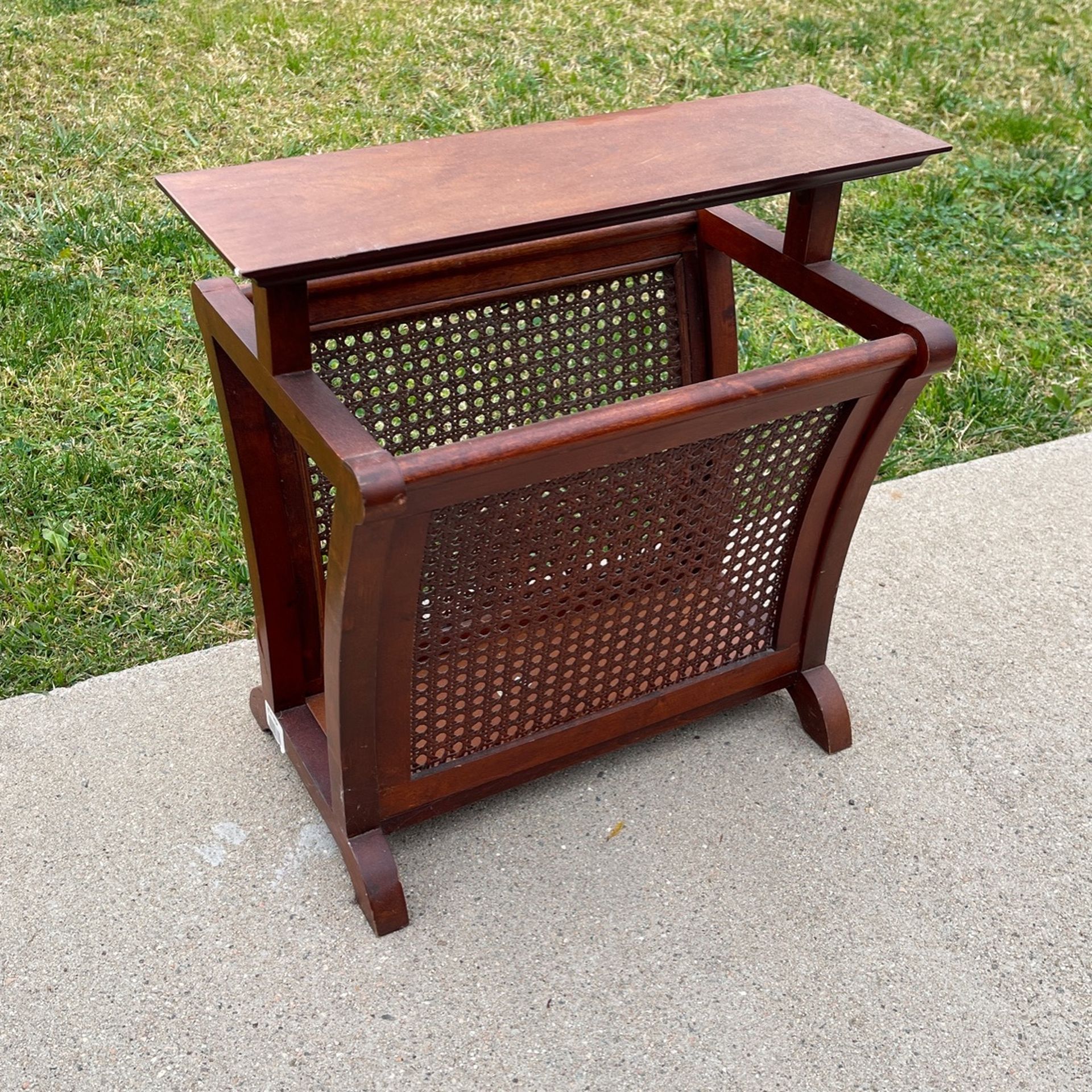 Wooden Rattan Magazine Rack