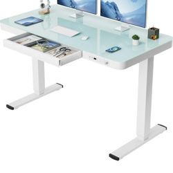 Costco Motorized Desk In Glass On White