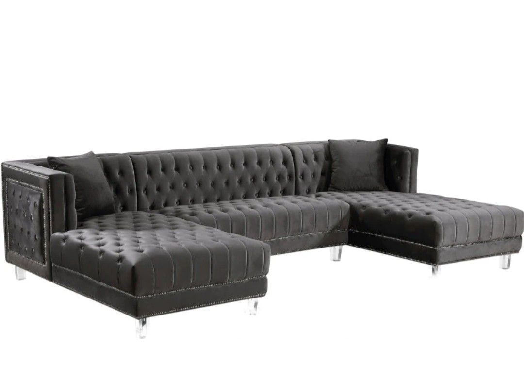 Moda Grey Velvet 3pc. Sectional