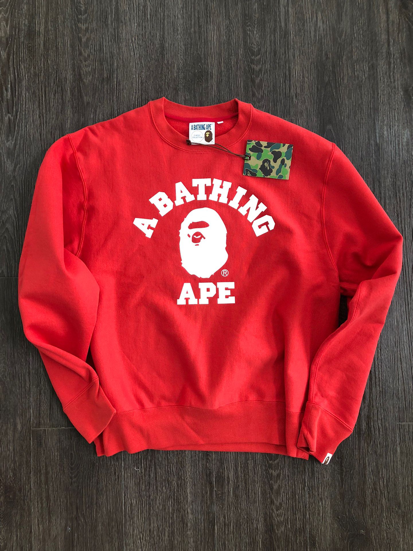 BAPE Bathing ape 1x RELAXED COLLEGE CREWNECK MENS - / Red / Medium for $350