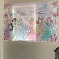 Princess Happy Birthday Back Drop