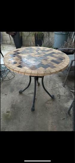30” patio table outdoor stone and wrought iron
