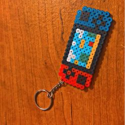 Nintendo Switch With Mario Perler Bead Keychain