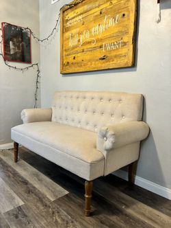Tufted Rolled Arm Settee / Couch
