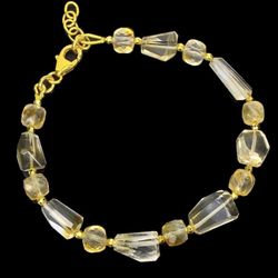 Natural Lemon Quartz Gold Bracelet 925