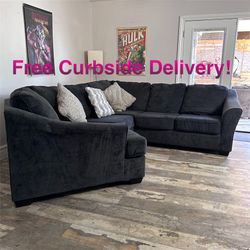 Free Curbside Delivery! Grey Sectional Couch With Cuddler From Ashley’s Furniture