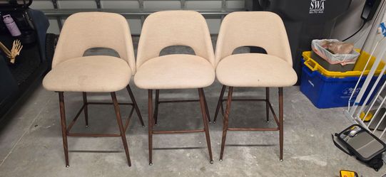 Set of 3 Upholstered Bar Stools